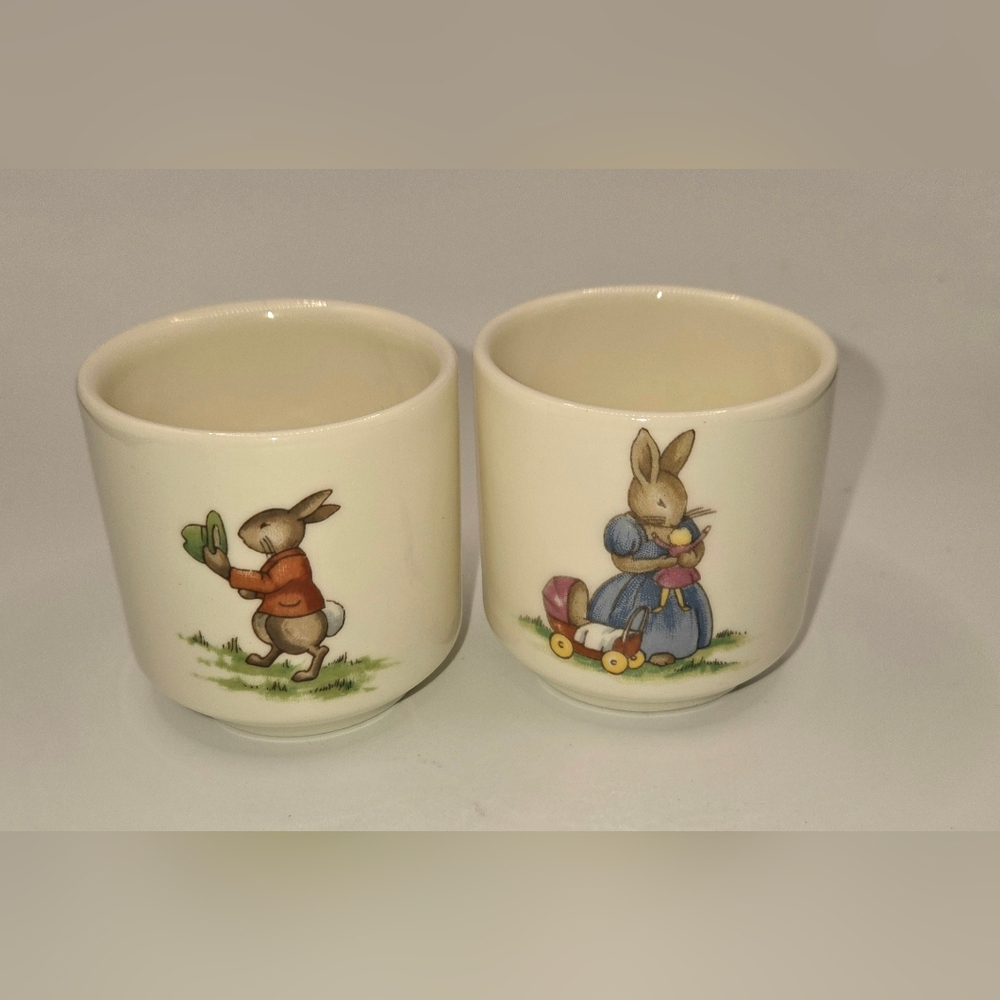 Vintage Royal Doulton 1936 Crown England Bone China Bunnykins Egg Cups Set Of 2